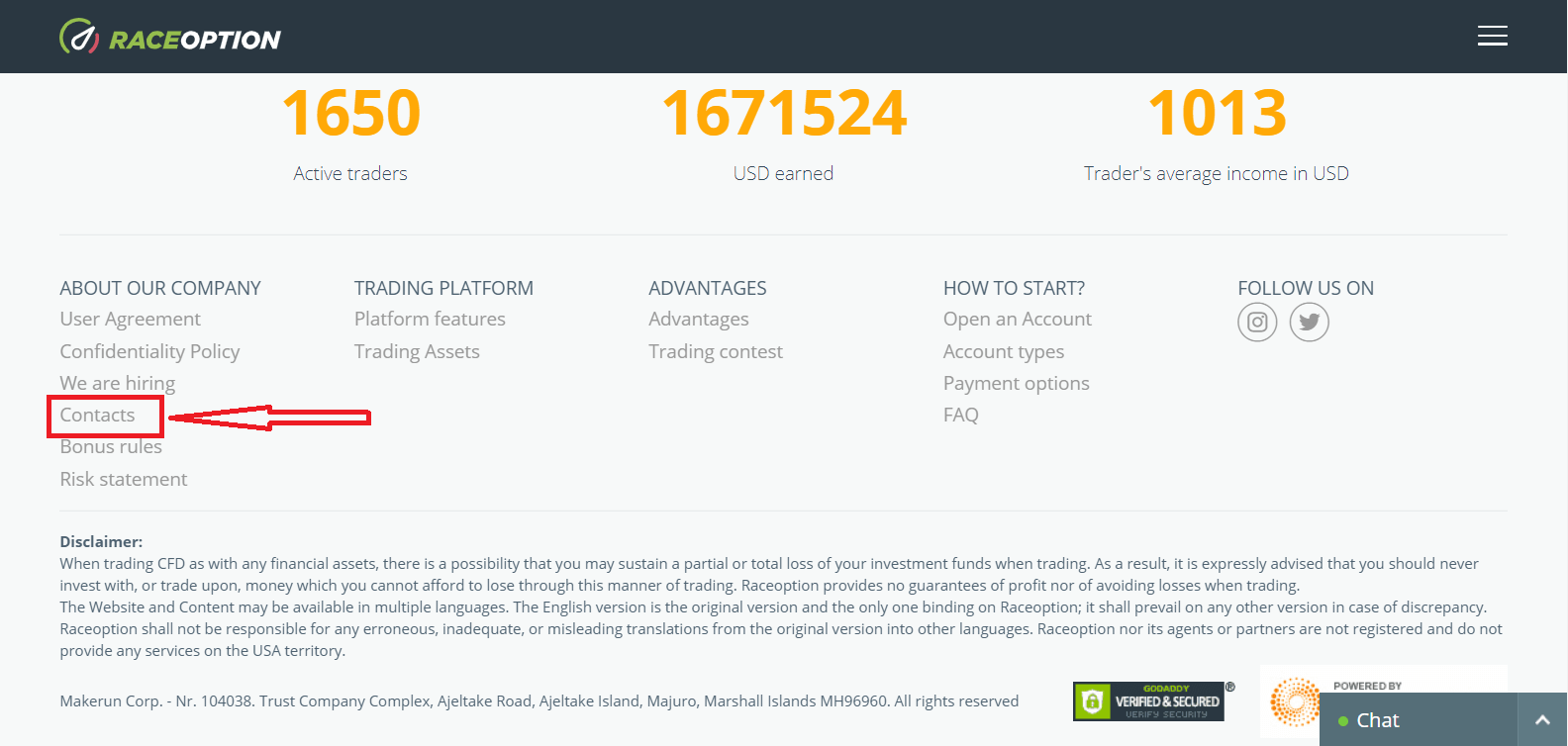 كيفية الاتصال بدعم Raceoption كيفية الاتصال بدعم Raceoption