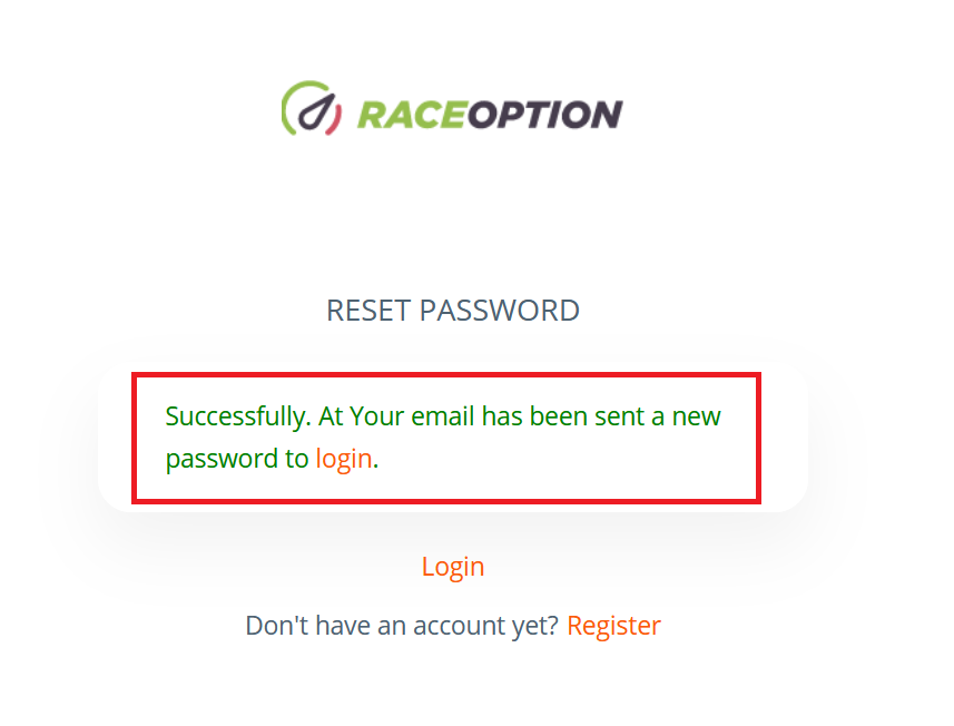 Raceoption에 로그인하는 방법? 내 비밀번호를 잊어 버렸습니다